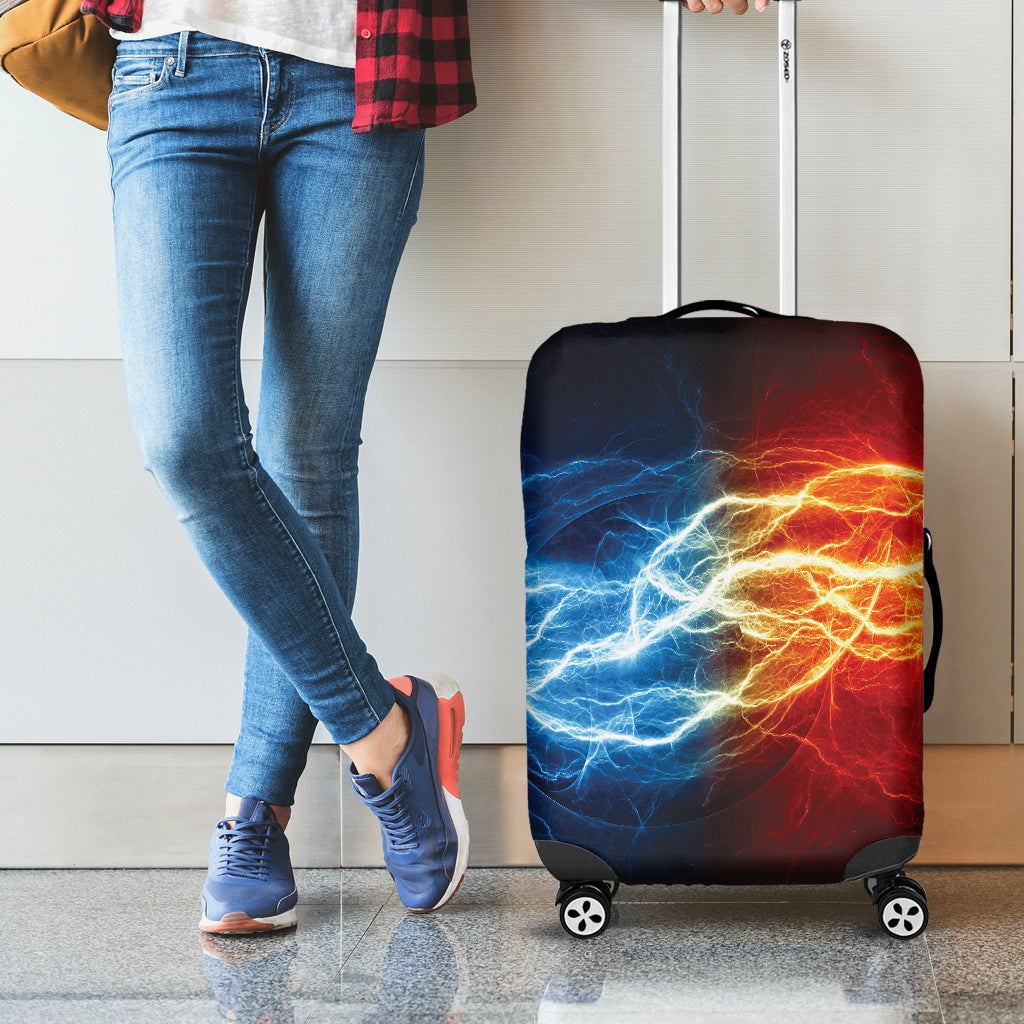 Red And Blue Lightning Print Luggage Cover