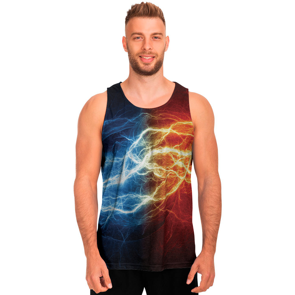 Red And Blue Lightning Print Men's Tank Top