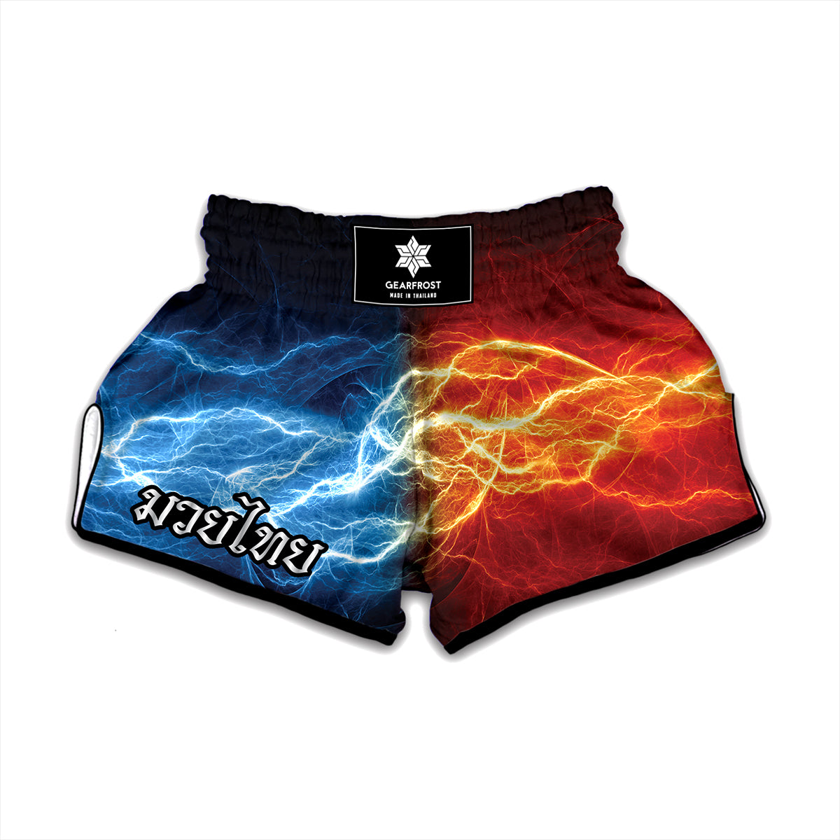 Red And Blue Lightning Print Muay Thai Boxing Shorts