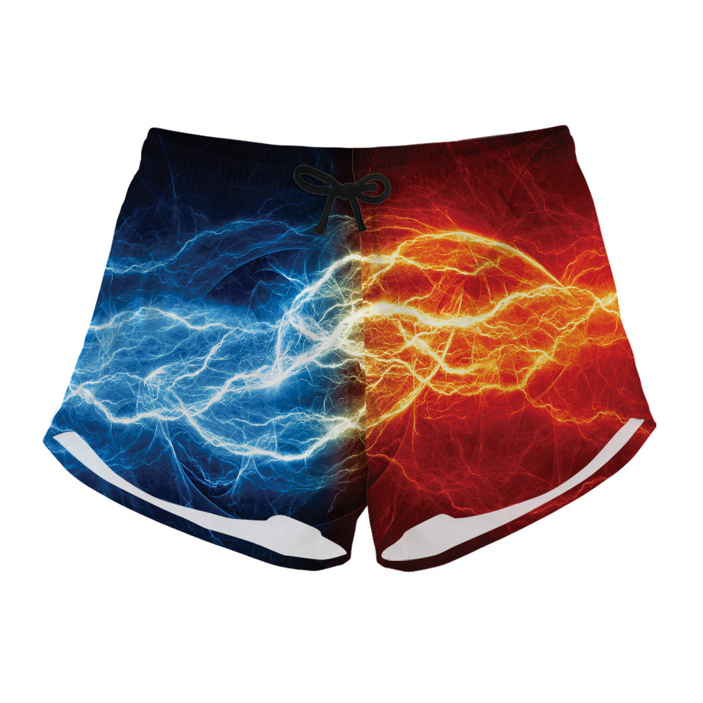 Red And Blue Lightning Print Women's Shorts