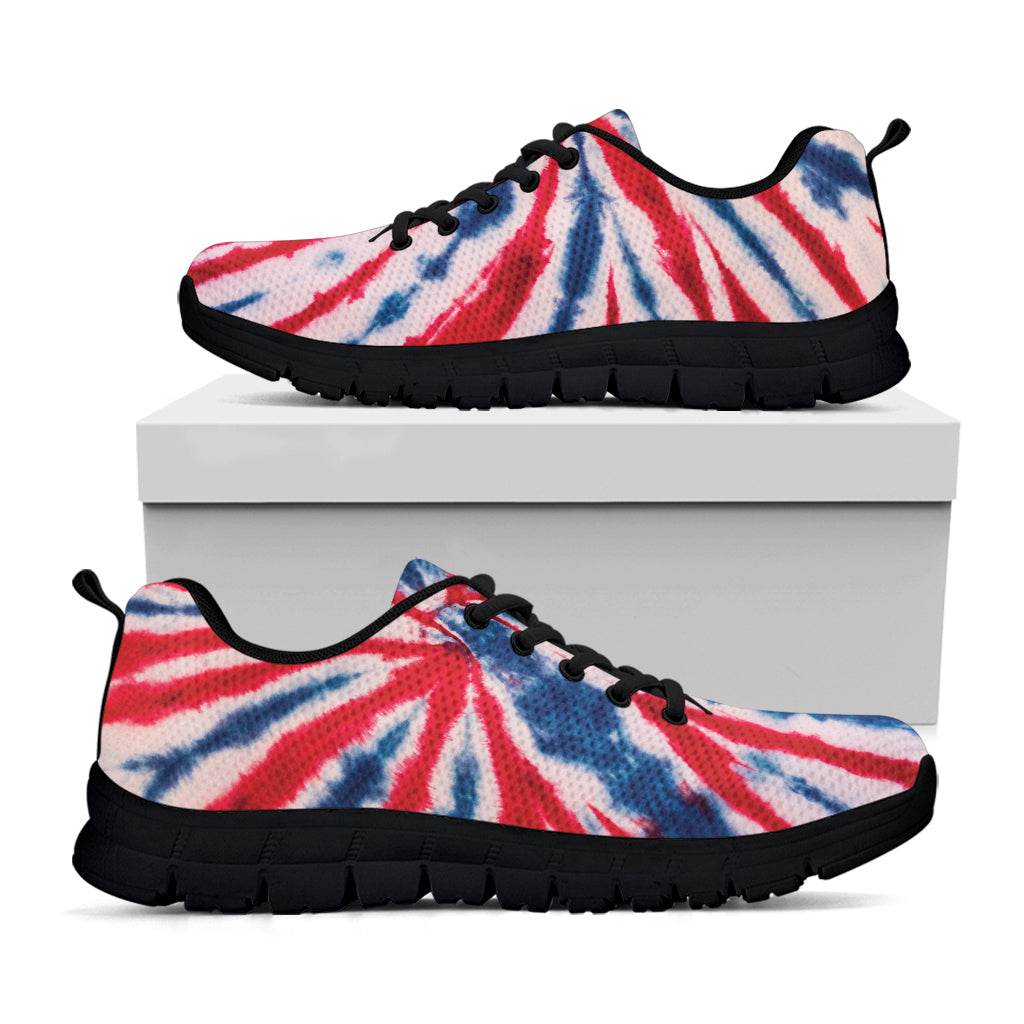 Red And Blue Spider Tie Dye Print Black Sneakers