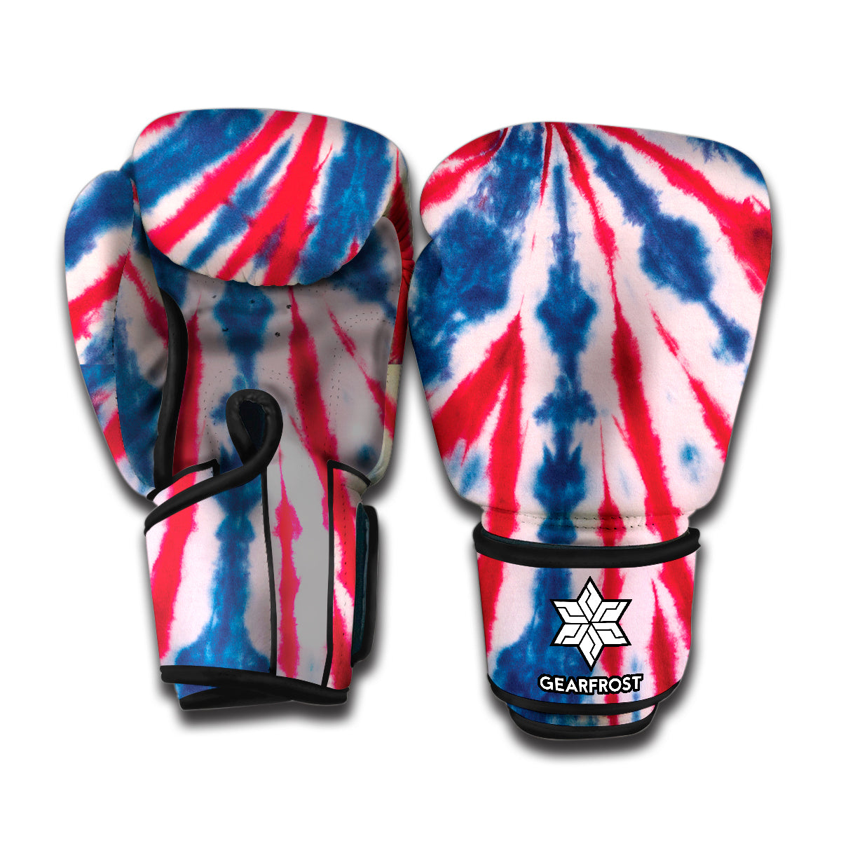 Red And Blue Spider Tie Dye Print Boxing Gloves