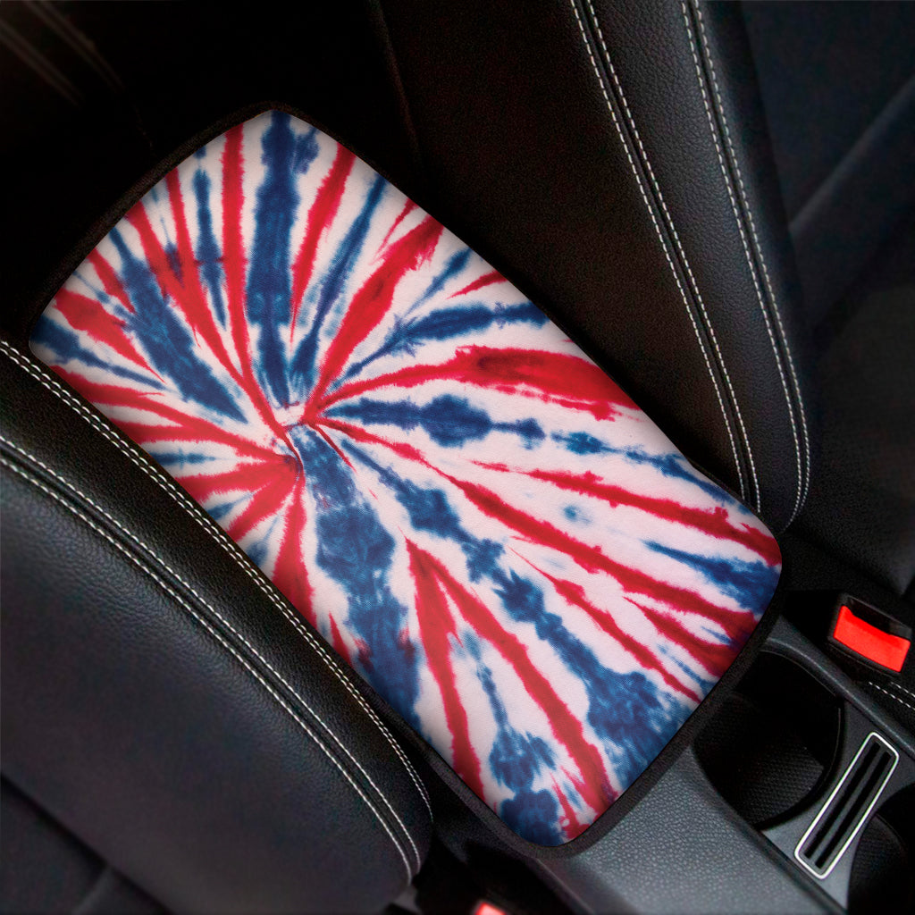 Red And Blue Spider Tie Dye Print Car Center Console Cover