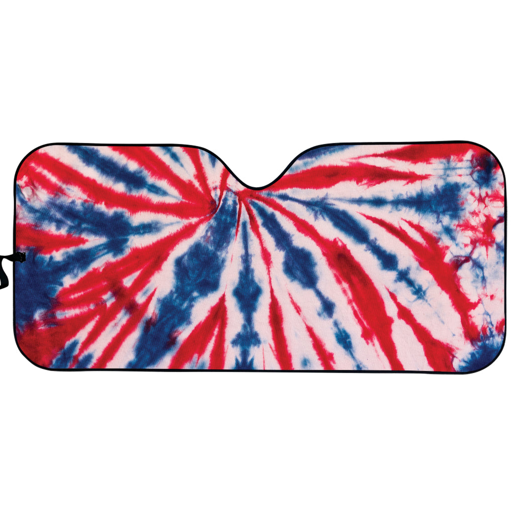 Red And Blue Spider Tie Dye Print Car Sun Shade