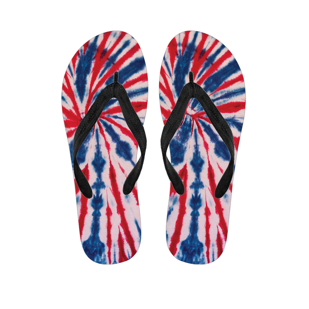 Red And Blue Spider Tie Dye Print Flip Flops