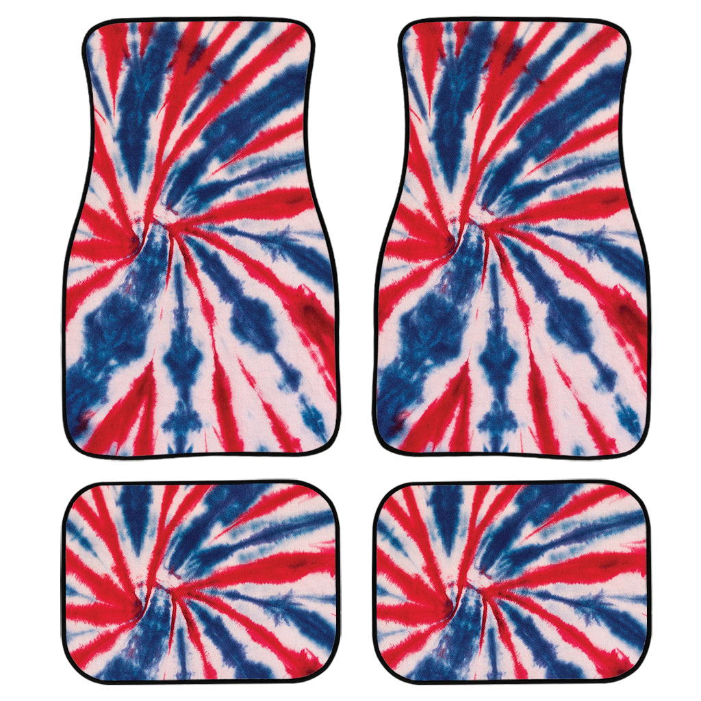 Red And Blue Spider Tie Dye Print Front and Back Car Floor Mats