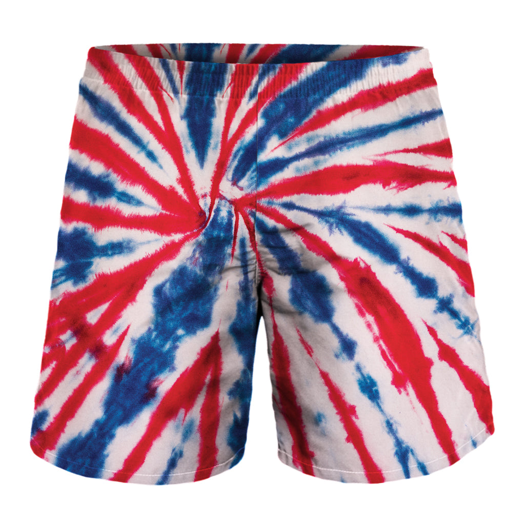 Red And Blue Spider Tie Dye Print Men's Shorts