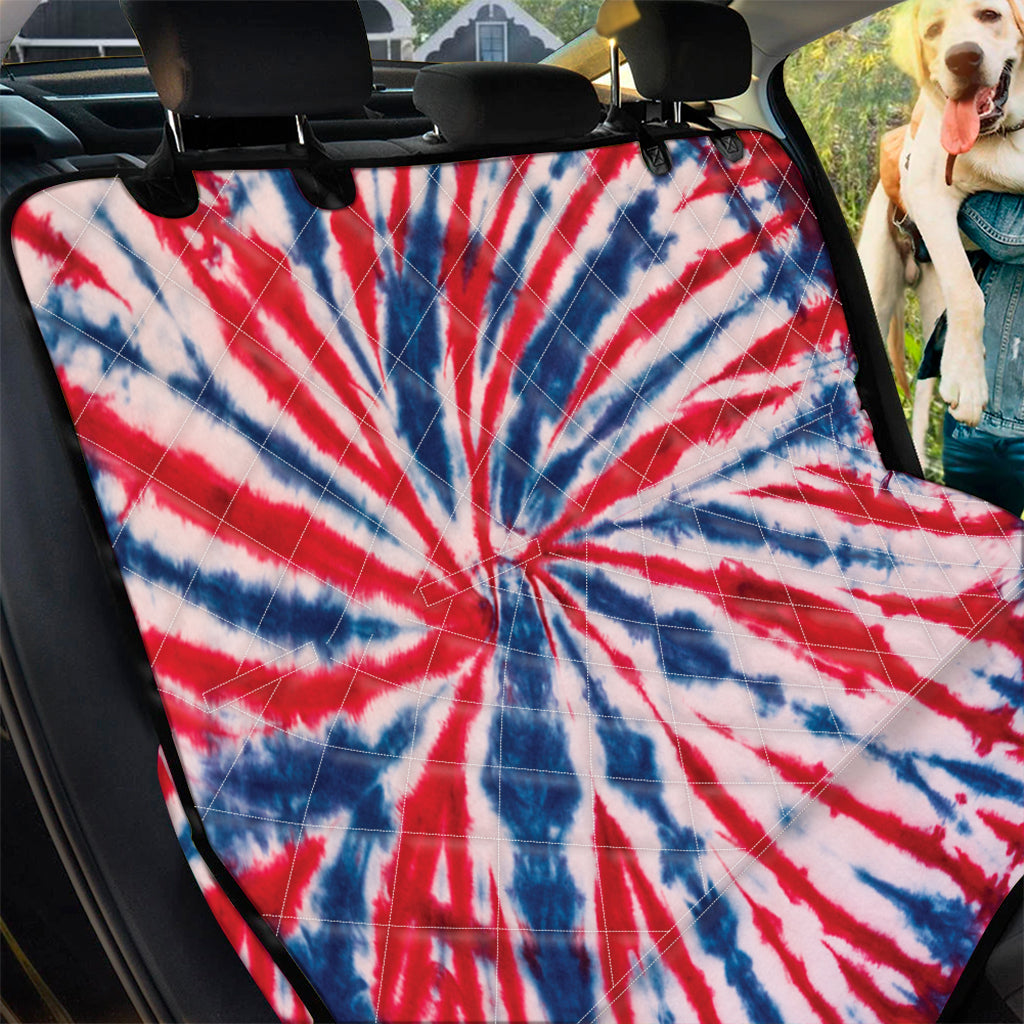 Red And Blue Spider Tie Dye Print Pet Car Back Seat Cover