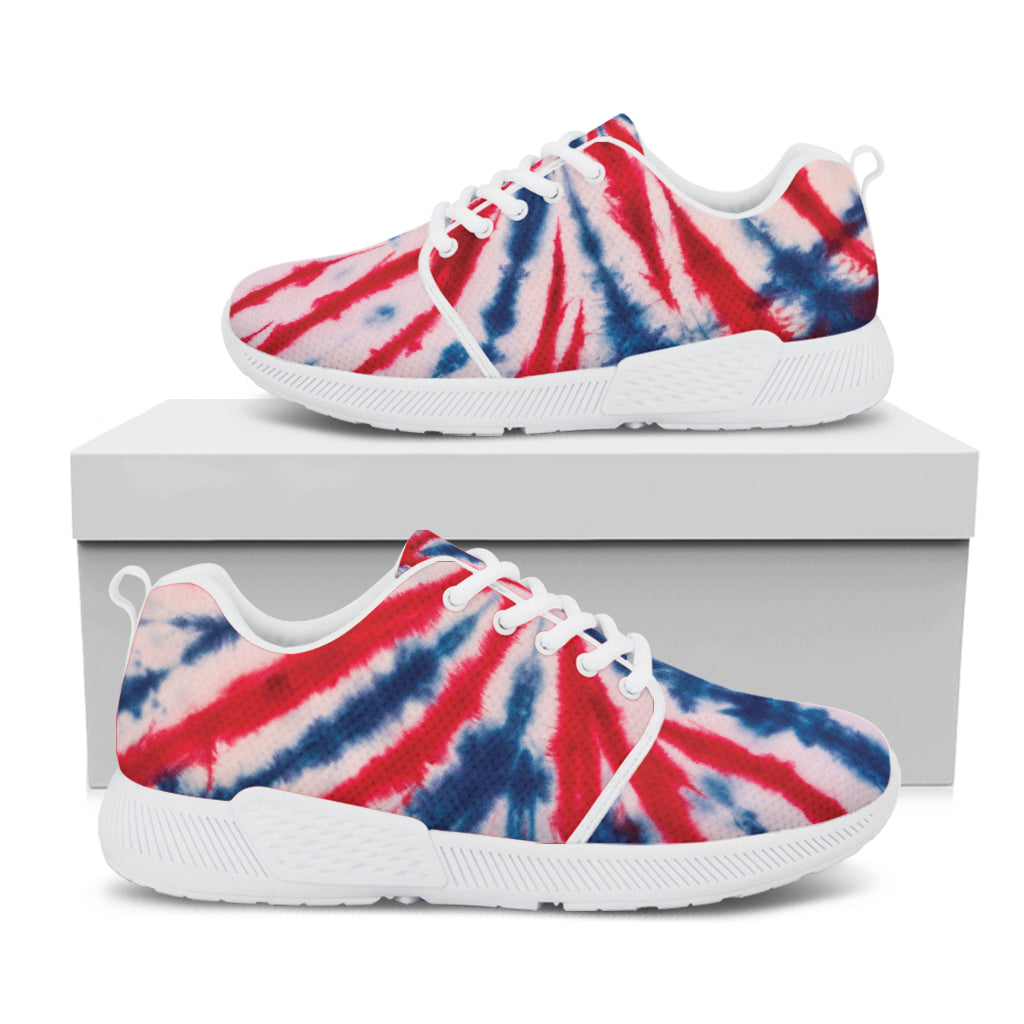 Red And Blue Spider Tie Dye Print White Athletic Shoes