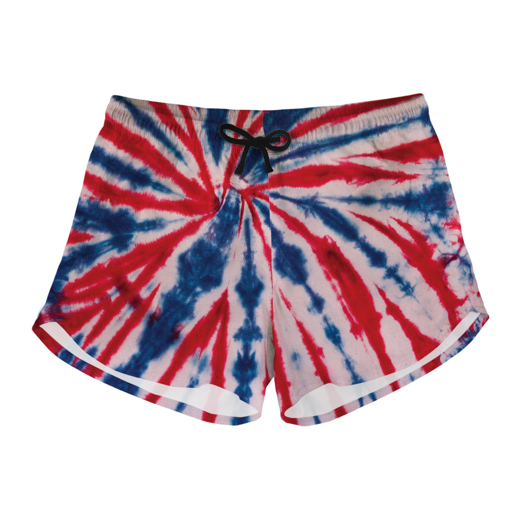 Red And Blue Spider Tie Dye Print Women's Shorts