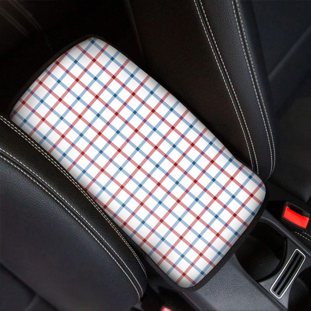 Red And Blue Tattersall Pattern Print Car Center Console Cover