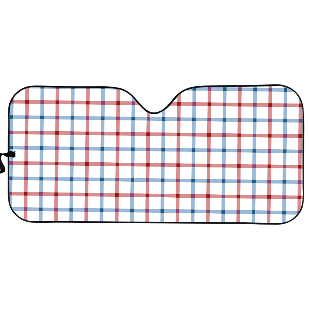 Red And Blue Tattersall Pattern Print Car Sun Shade