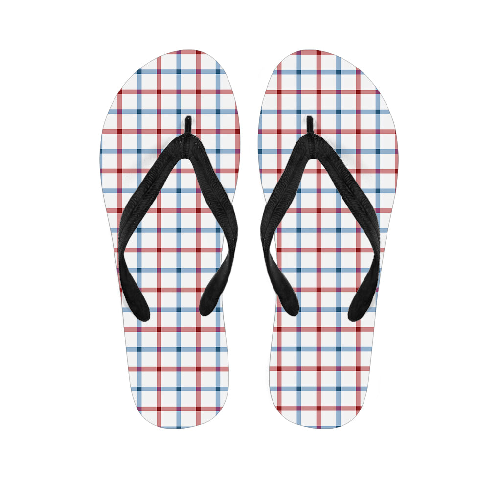 Red And Blue Tattersall Pattern Print Flip Flops