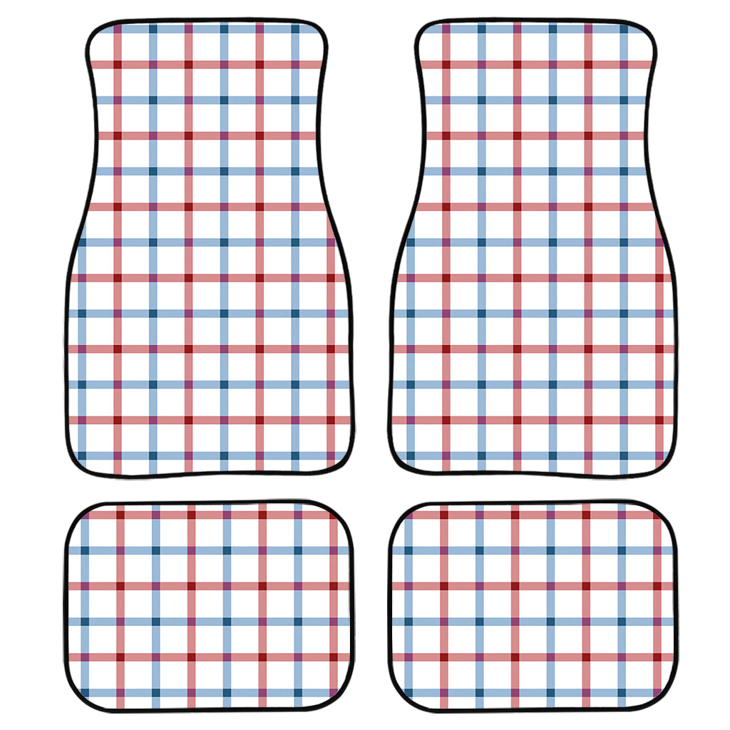 Red And Blue Tattersall Pattern Print Front and Back Car Floor Mats