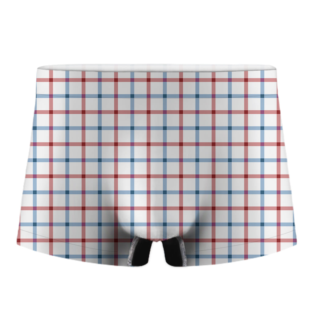 Red And Blue Tattersall Pattern Print Men's Boxer Briefs