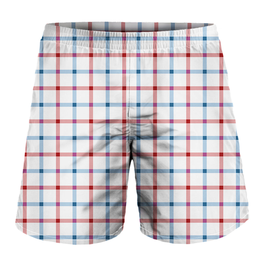 Red And Blue Tattersall Pattern Print Men's Shorts