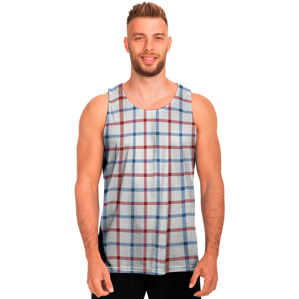 Red And Blue Tattersall Pattern Print Men's Tank Top