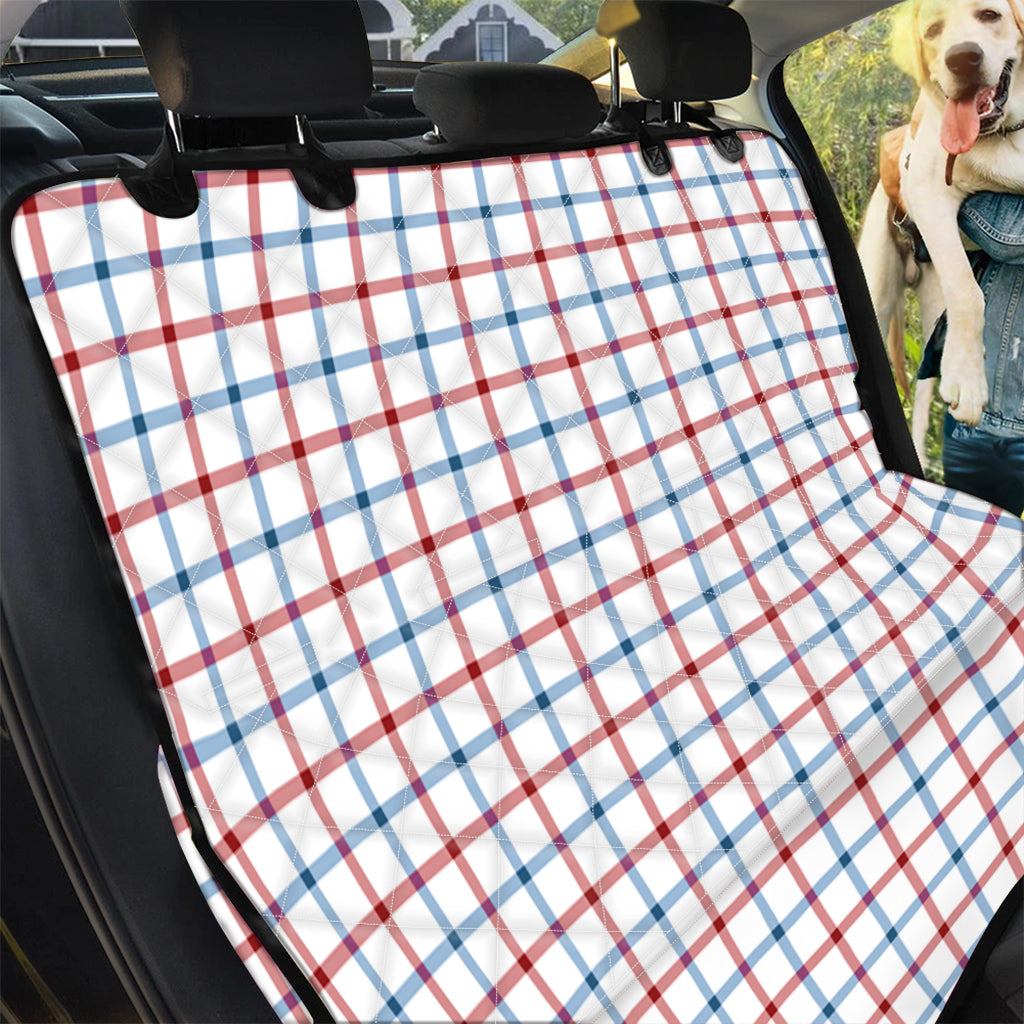 Red And Blue Tattersall Pattern Print Pet Car Back Seat Cover