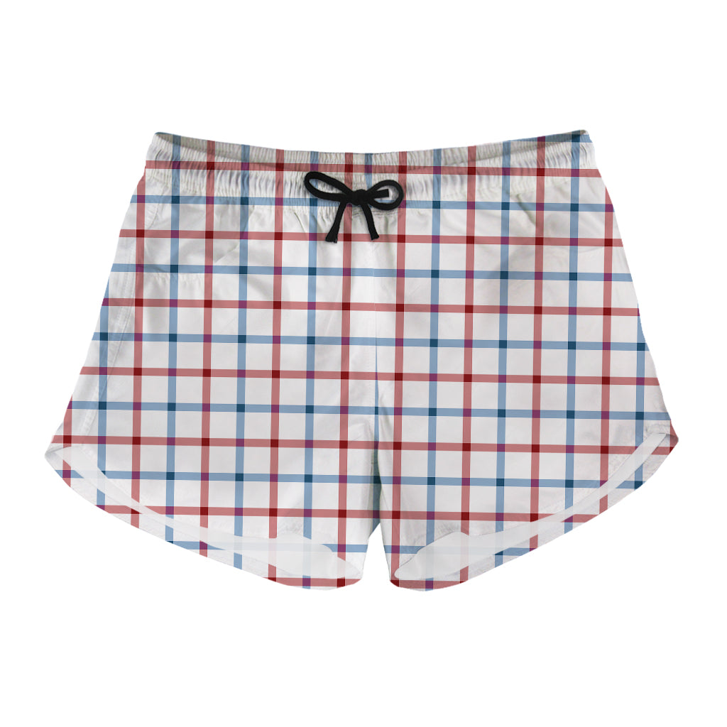 Red And Blue Tattersall Pattern Print Women's Shorts