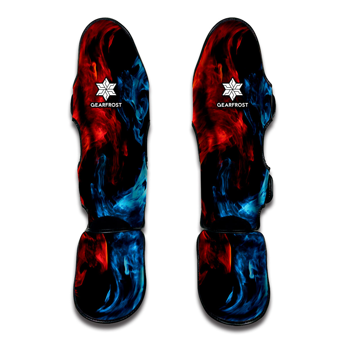 Red And Blue Twin Flame Print Muay Thai Shin Guards