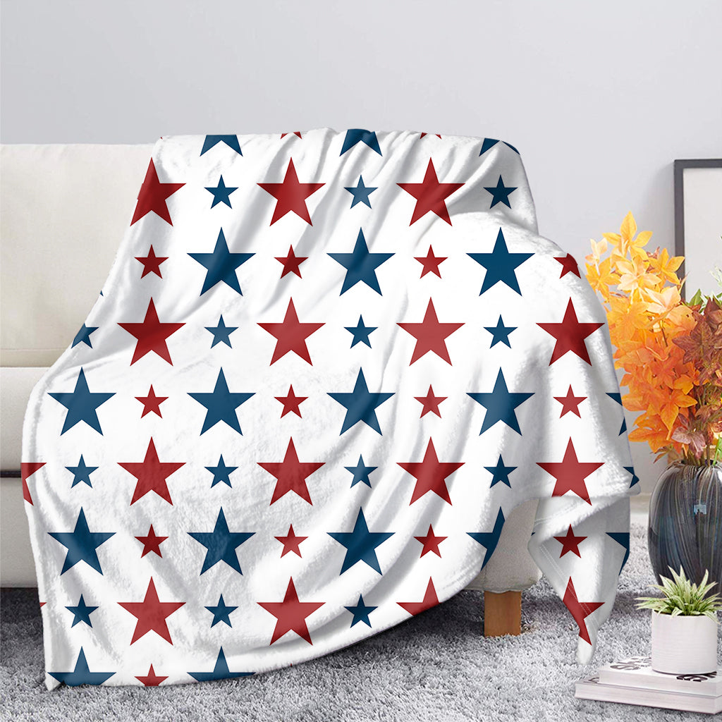 Red And Blue USA Star Pattern Print Blanket