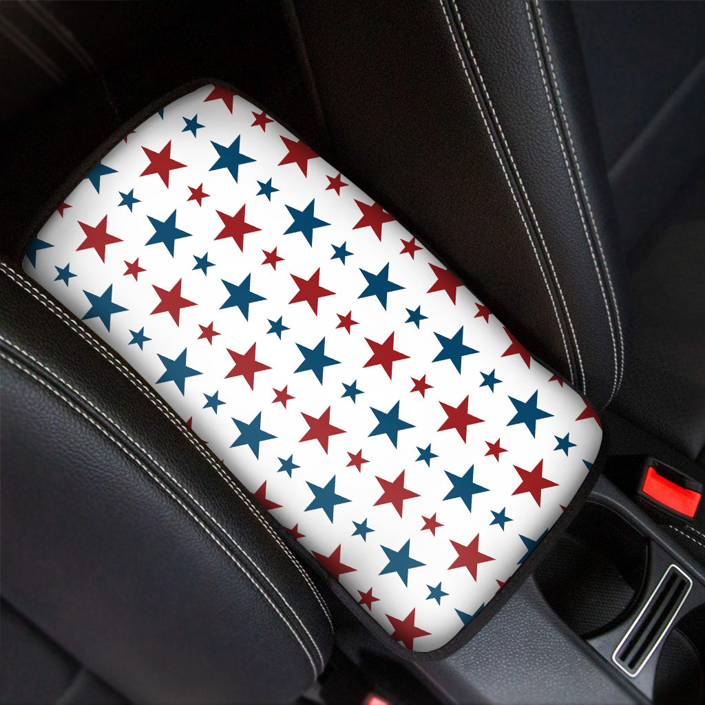 Red And Blue USA Star Pattern Print Car Center Console Cover