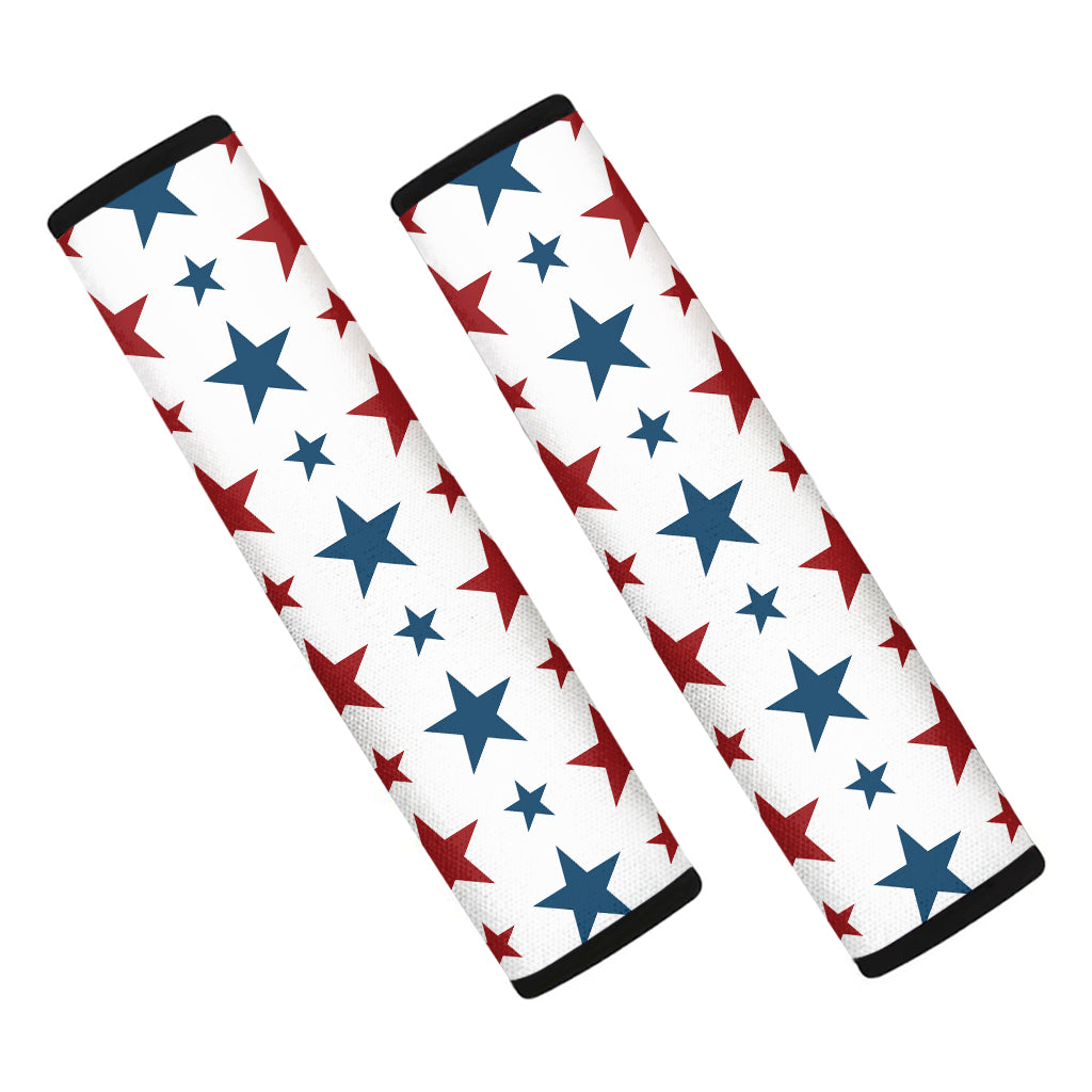 Red And Blue USA Star Pattern Print Car Seat Belt Covers