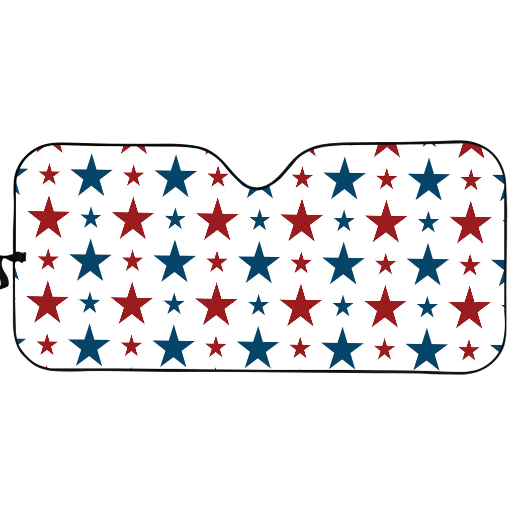 Red And Blue USA Star Pattern Print Car Sun Shade