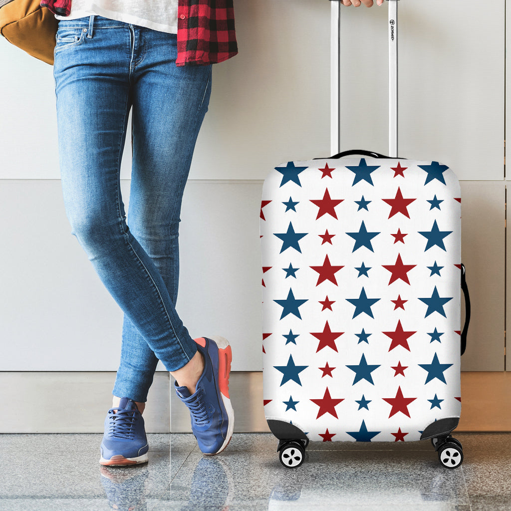 Red And Blue USA Star Pattern Print Luggage Cover