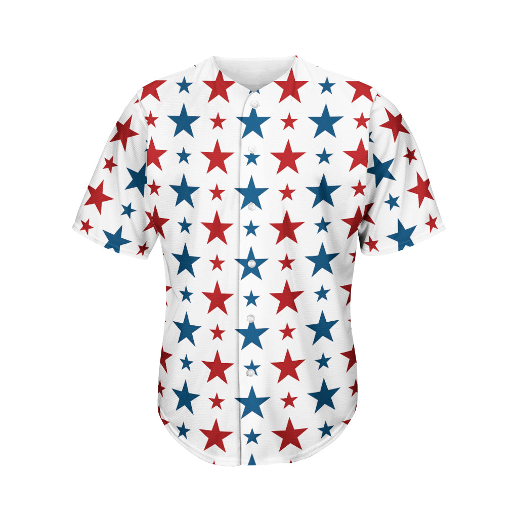 Red And Blue USA Star Pattern Print Men's Baseball Jersey