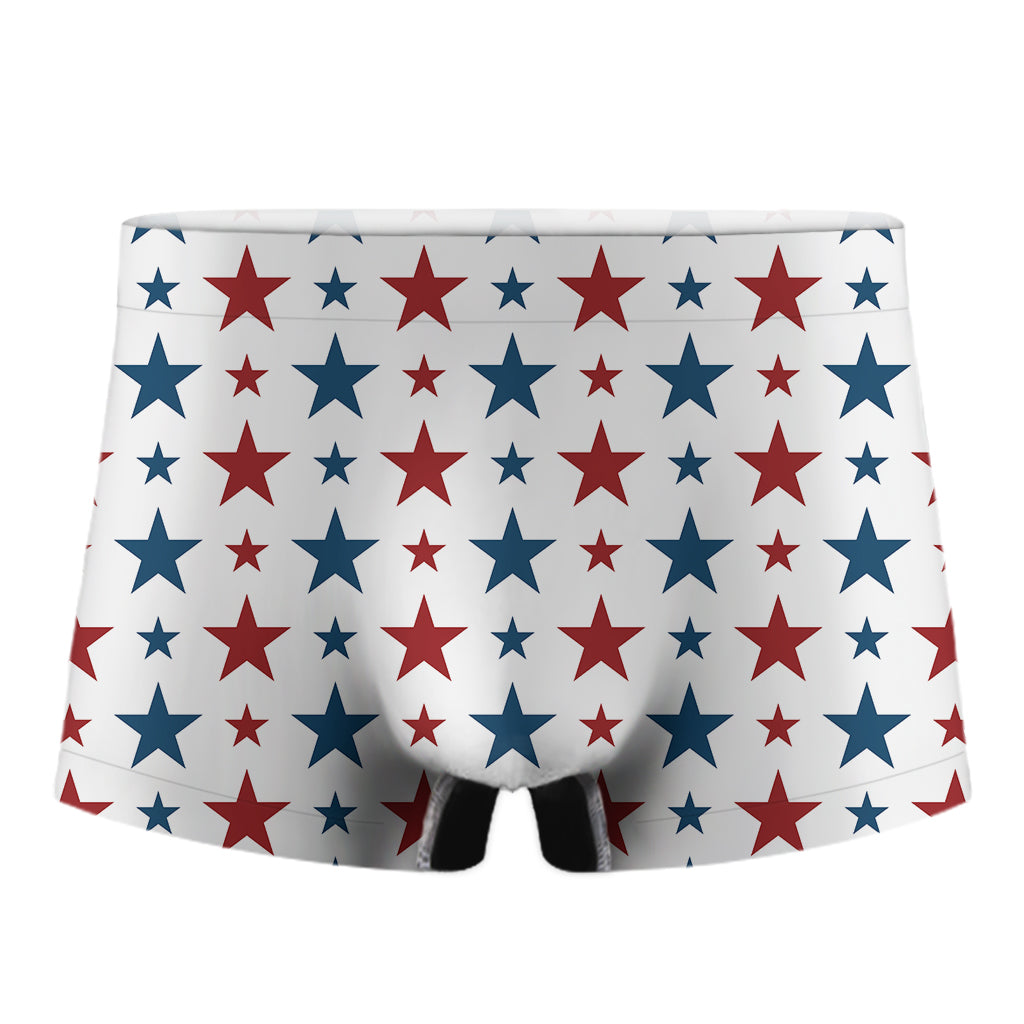 Red And Blue USA Star Pattern Print Men's Boxer Briefs