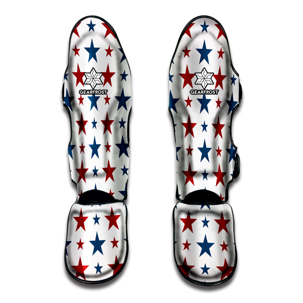 Red And Blue USA Star Pattern Print Muay Thai Shin Guards