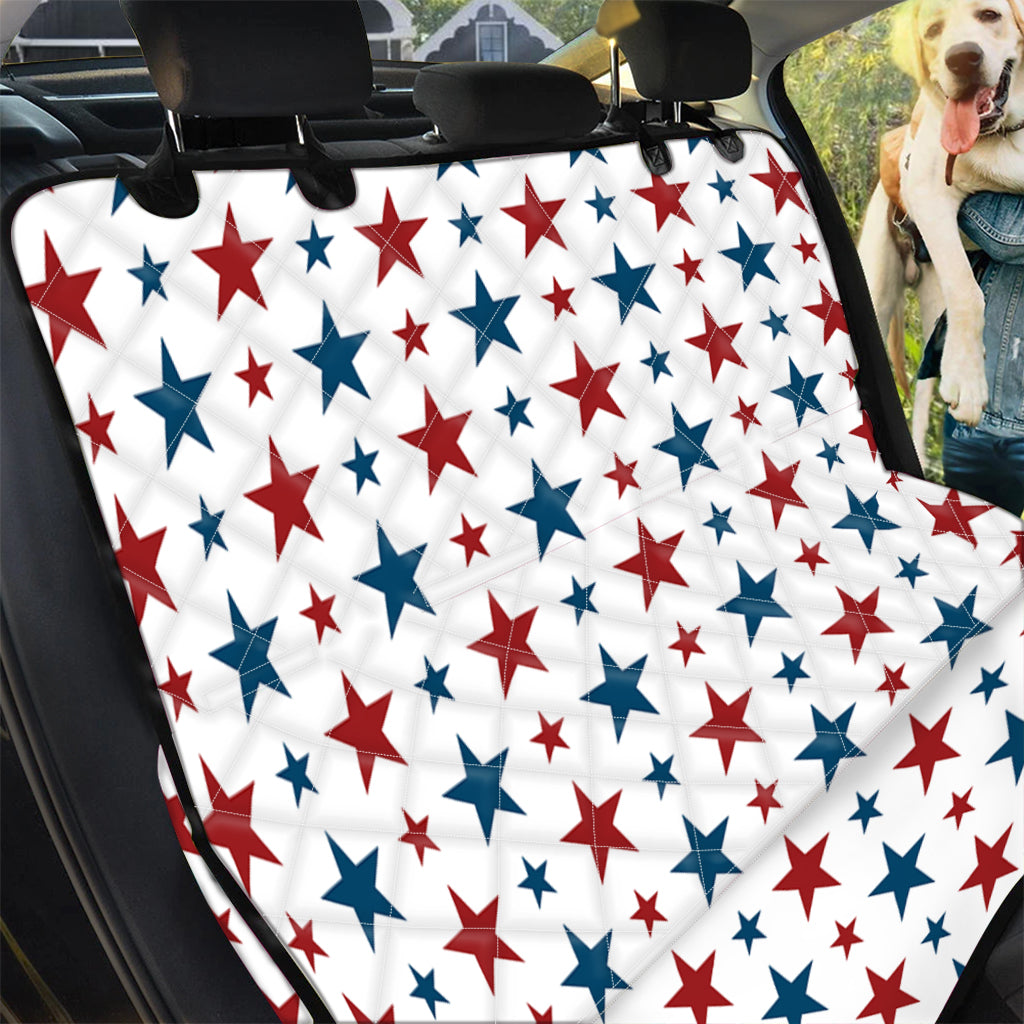 Red And Blue USA Star Pattern Print Pet Car Back Seat Cover