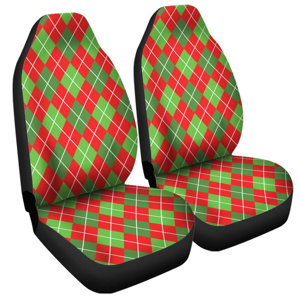 Red And Green Argyle Pattern Print Universal Fit Car Seat Covers