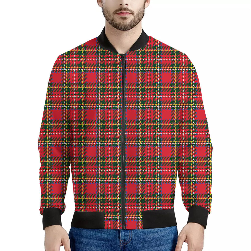 Red And Green Scottish Tartan Print Men's Bomber Jacket