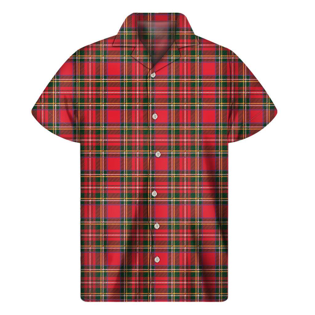 Red And Green Scottish Tartan Print Men's Short Sleeve Shirt