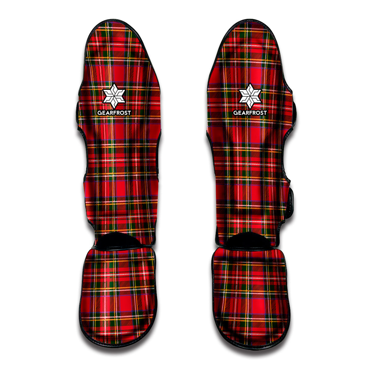 Red And Green Scottish Tartan Print Muay Thai Shin Guards