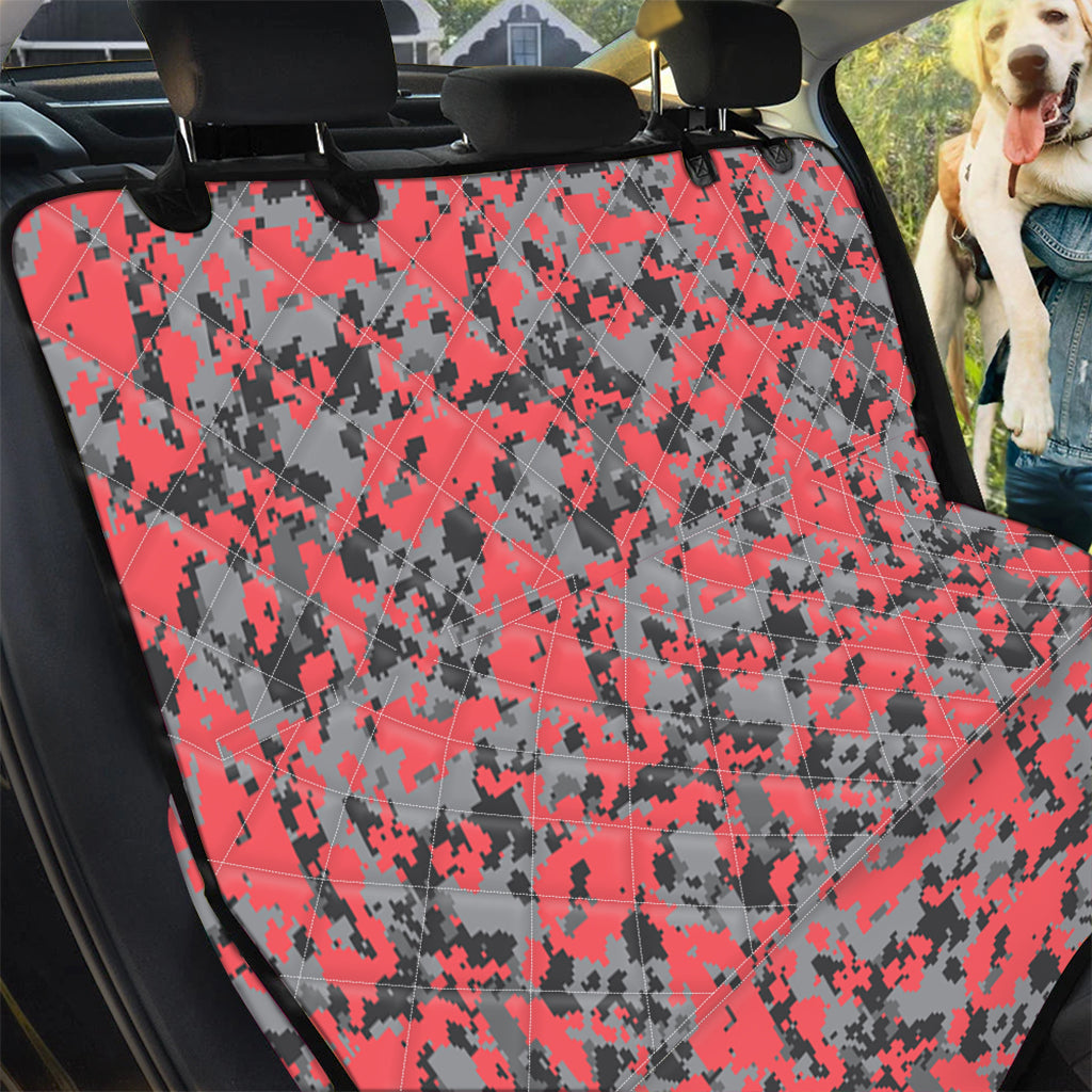 Red And Grey Digital Camo Pattern Print Pet Car Back Seat Cover