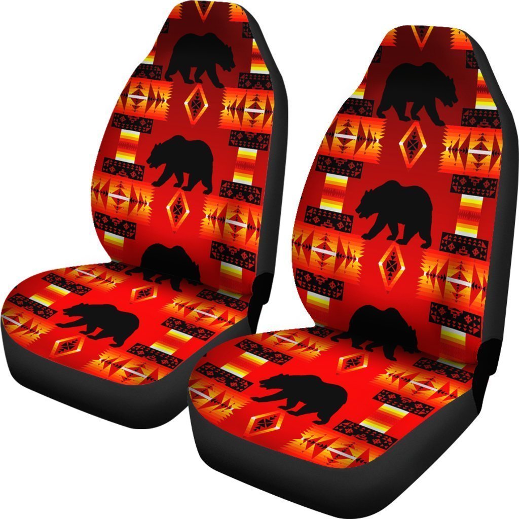 Red And Orange Native Bear Universal Fit Car Seat Covers