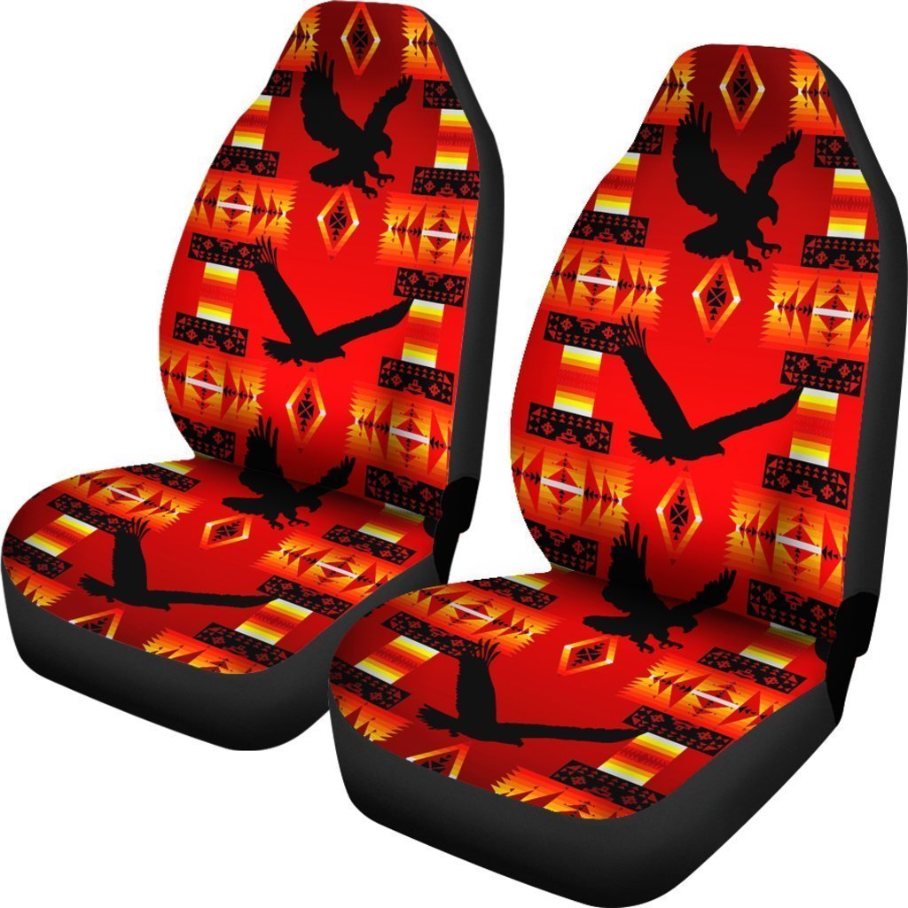 Red And Orange Native Eagle Universal Fit Car Seat Covers