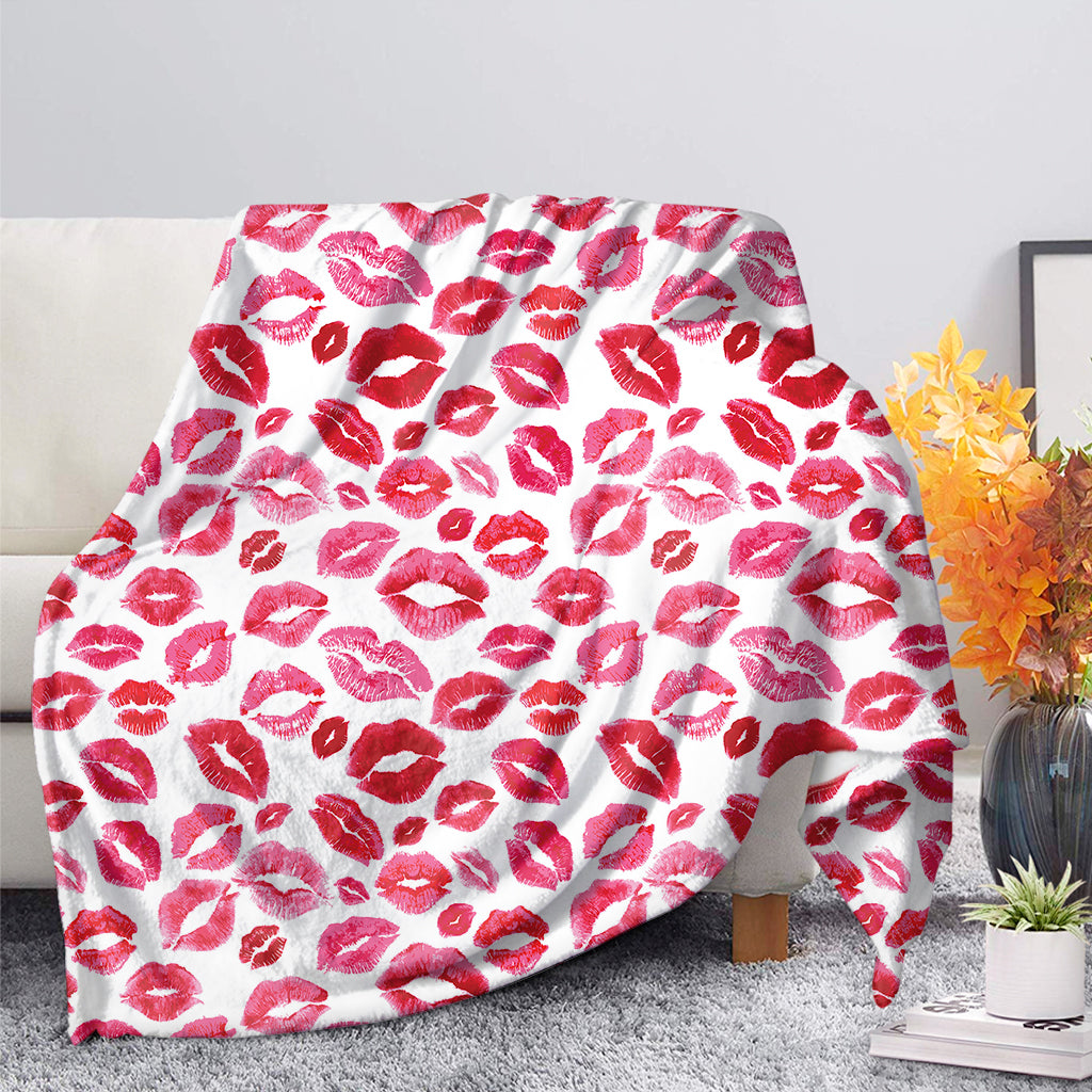 Red And Pink Lips Pattern Print Blanket