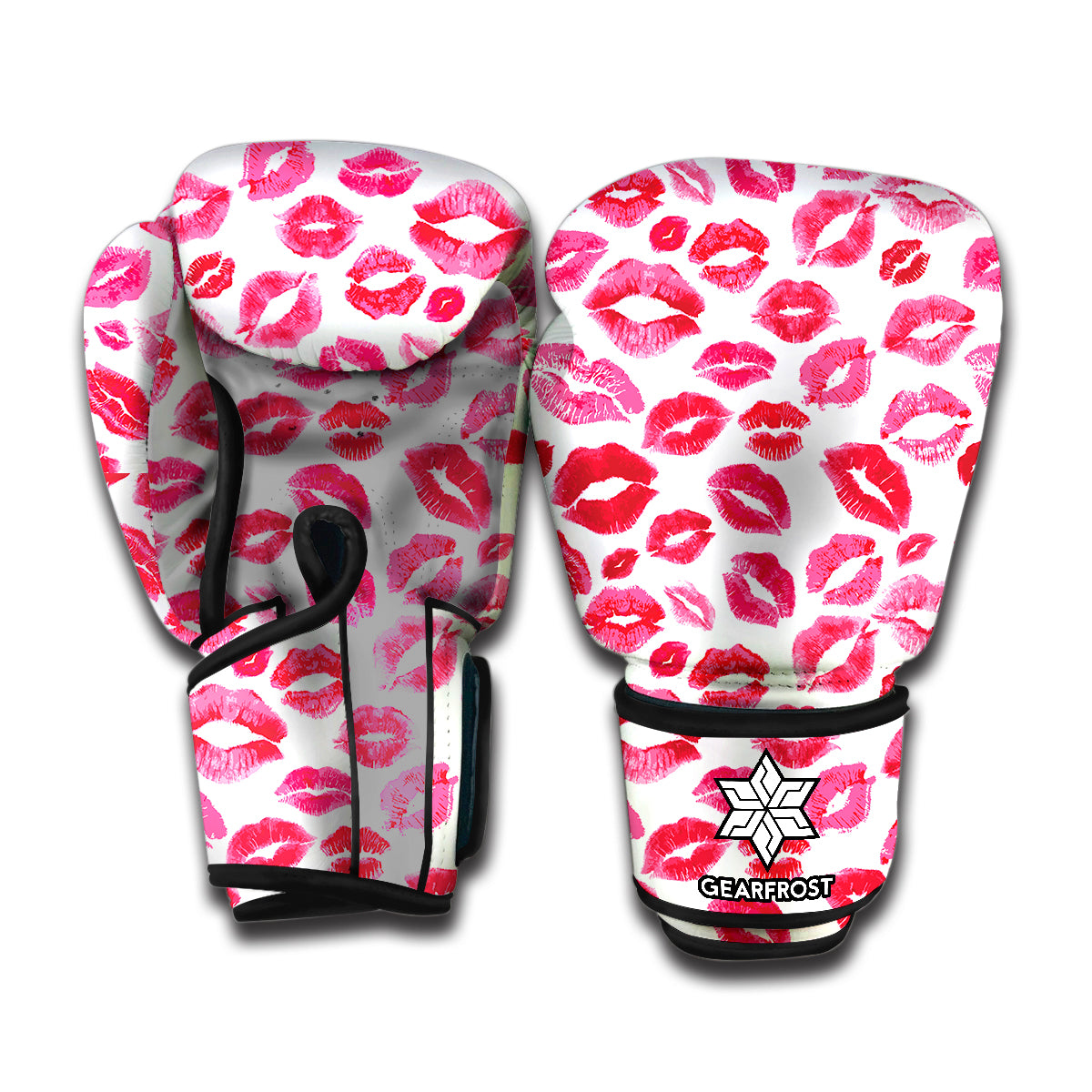 Red And Pink Lips Pattern Print Boxing Gloves