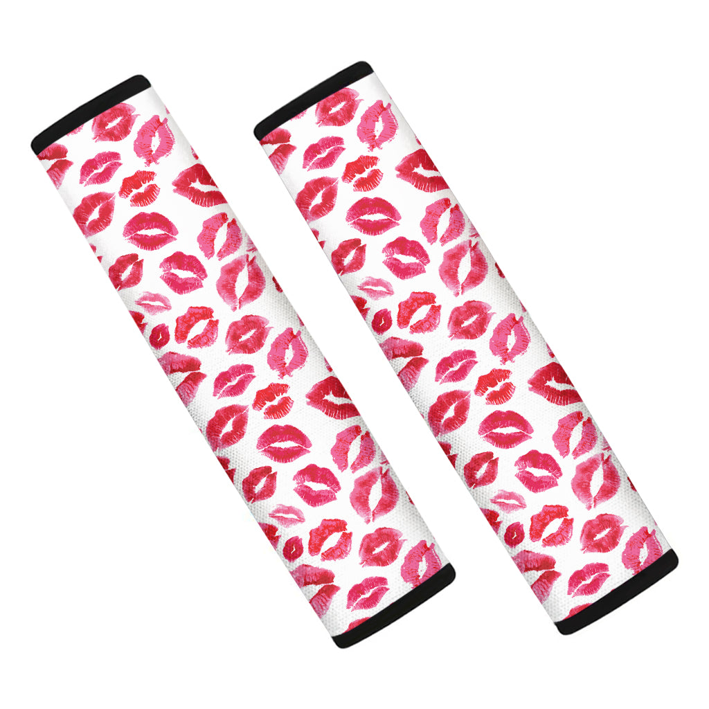 Red And Pink Lips Pattern Print Car Seat Belt Covers