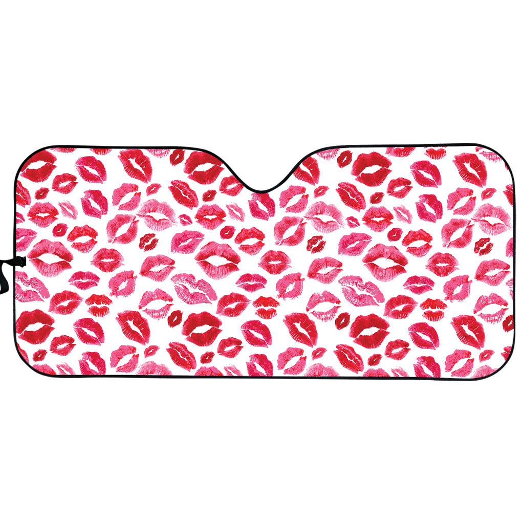 Red And Pink Lips Pattern Print Car Sun Shade