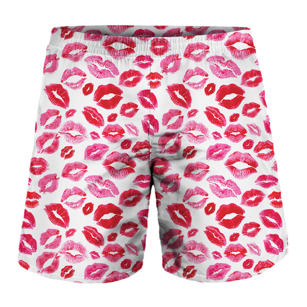 Red And Pink Lips Pattern Print Men's Shorts