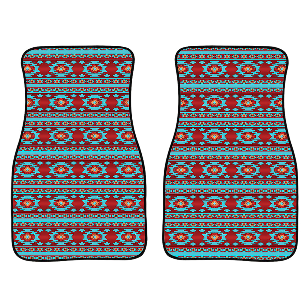 Red And Teal Southwestern Pattern Print Front Car Floor Mats