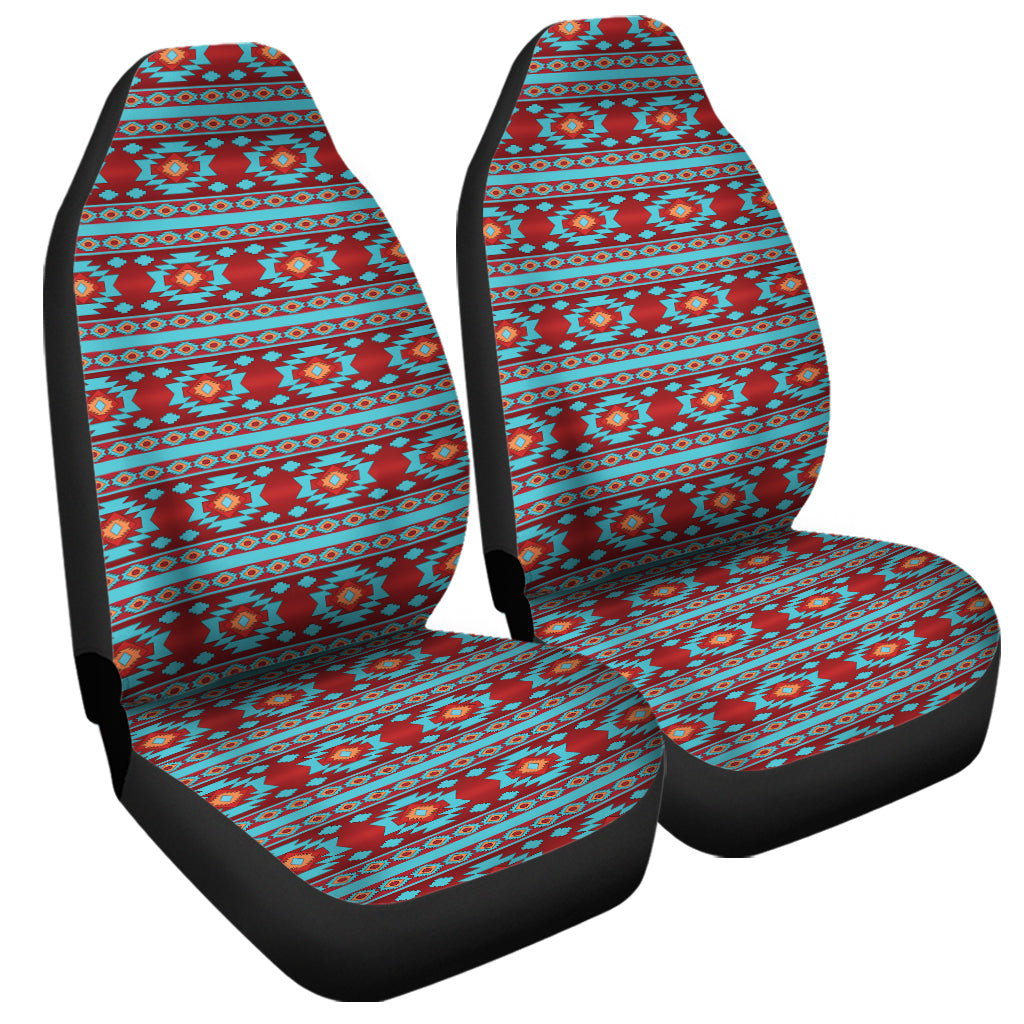 Red And Teal Southwestern Pattern Print Universal Fit Car Seat Covers