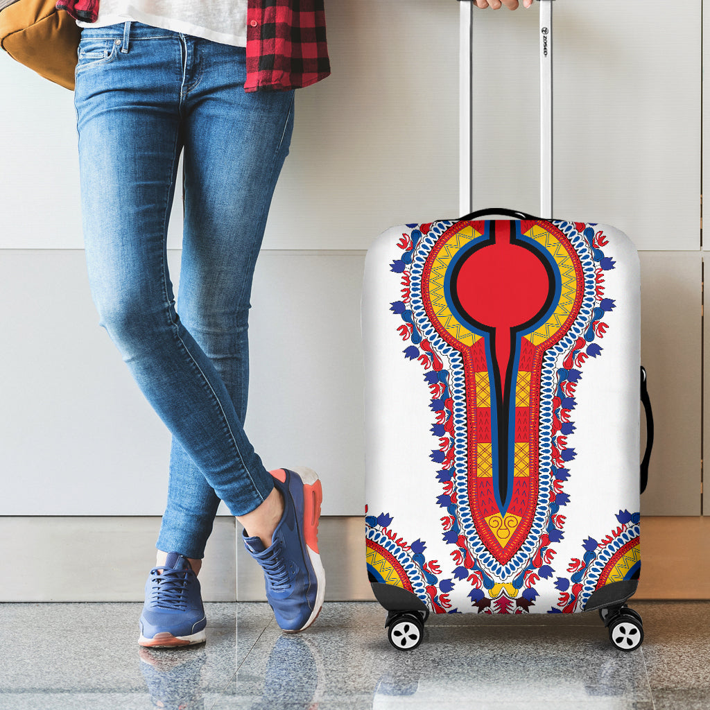 Red And White African Dashiki Print Luggage Cover