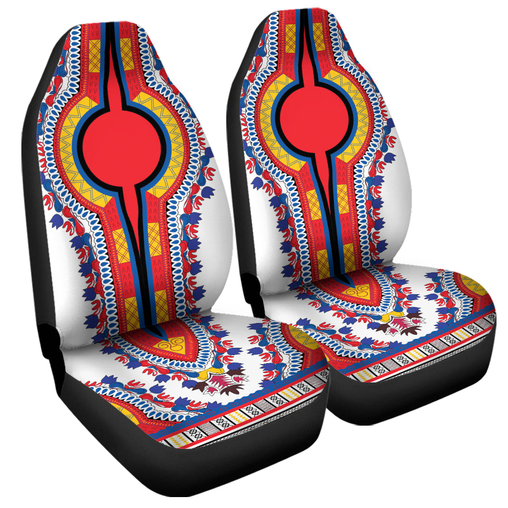 Red And White African Dashiki Print Universal Fit Car Seat Covers