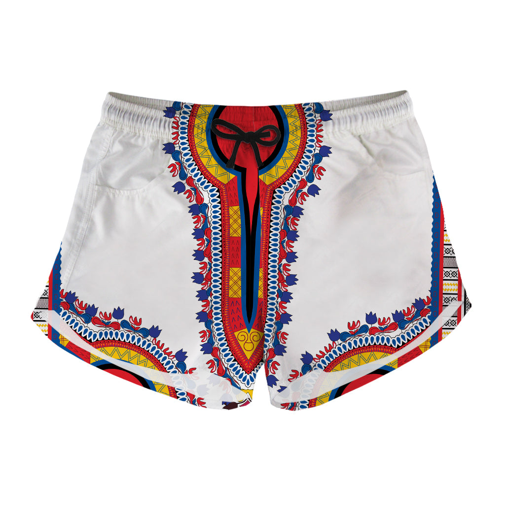 Red And White African Dashiki Print Women's Shorts